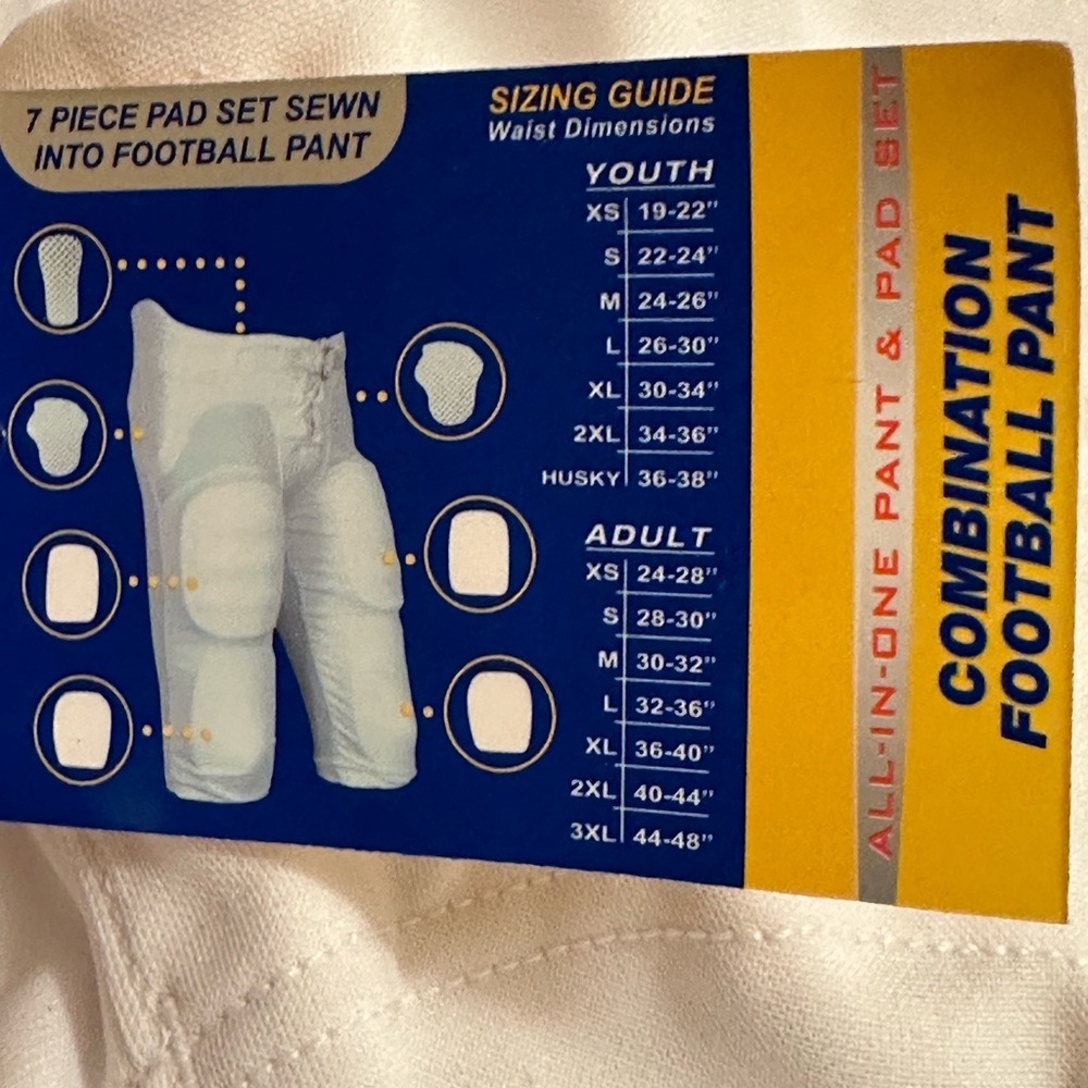 Champro Combination Football Pant Youth White Polyester Size Youth XL NWT - Picture 7 of 7